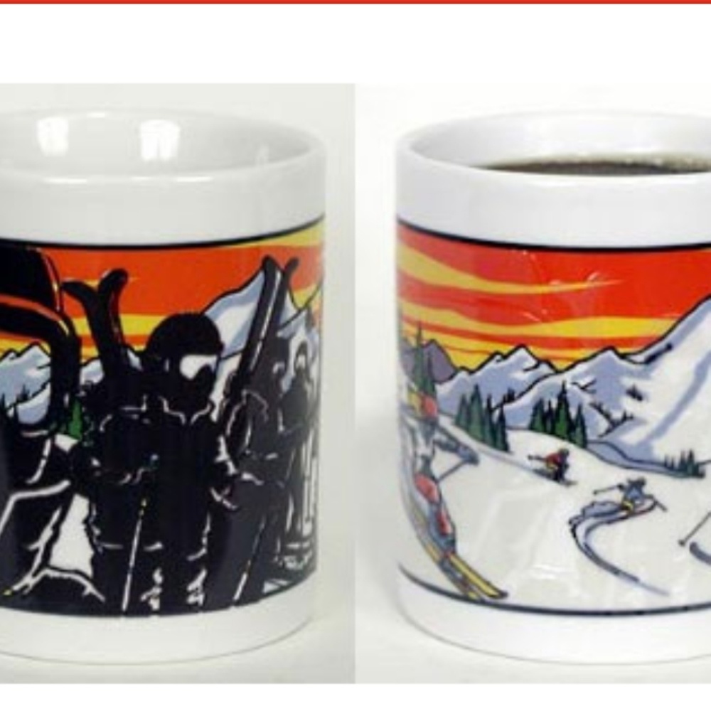 HEAT ACTIVATED PICTURE CHANGING SKIING MUG
